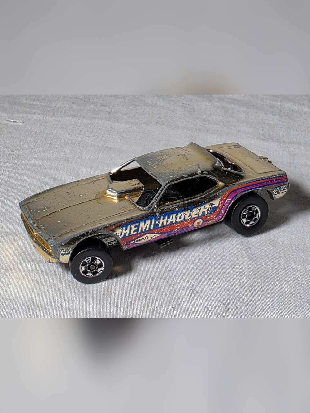 Hot Wheels Hemi Hauler 1969 Gold Chrome Dodge Challenger Funny Car rare Vintage